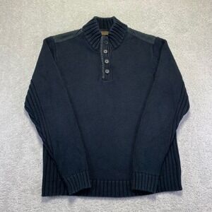 Sebastian Cooper Sweater Mens XXL Black Cotton Knit Button Zip Pullover Preppy